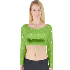 Mages Pinterest Green White Polka Dots Crafting Circle Long Sleeve Crop Top