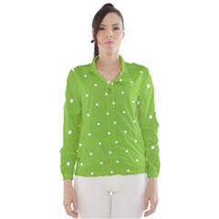 Mages Pinterest Green White Polka Dots Crafting Circle Wind Breaker (women)