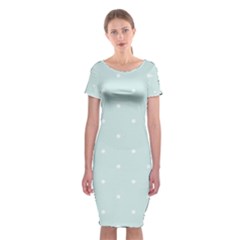Mages Pinterest White Blue Polka Dots Crafting  Circle Classic Short Sleeve Midi Dress by Alisyart