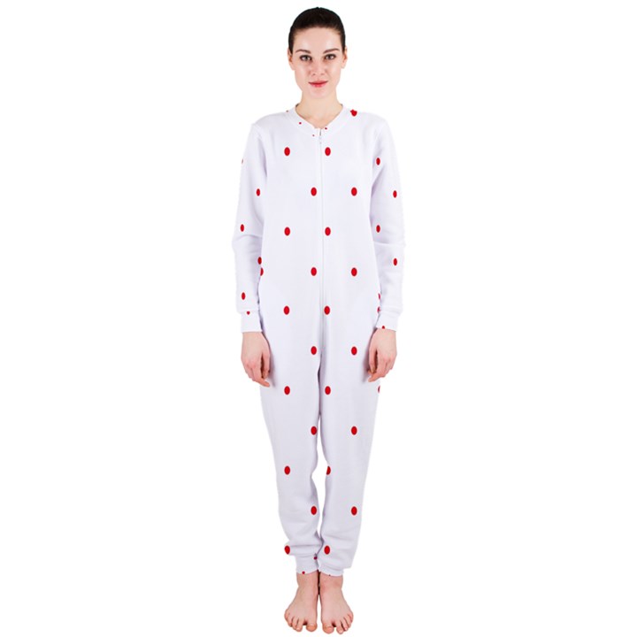 Mages Pinterest White Red Polka Dots Crafting Circle OnePiece Jumpsuit (Ladies) 