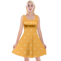 Mages Pinterest White Orange Polka Dots Crafting Reversible Velvet Sleeveless Dress by Alisyart