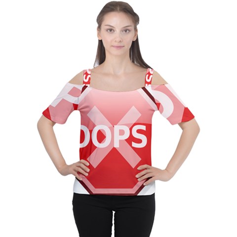 Oops Stop Sign Icon Women s Cutout Shoulder Tee by Alisyart