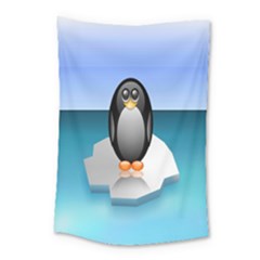 Penguin Ice Floe Minimalism Antarctic Sea Small Tapestry