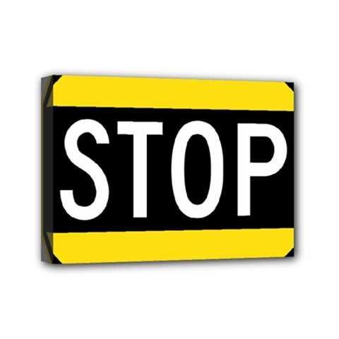 Road Sign Stop Mini Canvas 7  X 5  by Alisyart