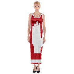 Road Sign Stop Hand Finger Fitted Maxi Dress