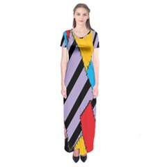 Sally s Patchwork Pattern Short Sleeve Maxi Dress by Alisyart
