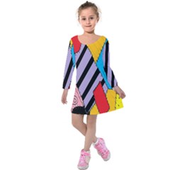 Sally s Patchwork Pattern Kids  Long Sleeve Velvet Dress by Alisyart