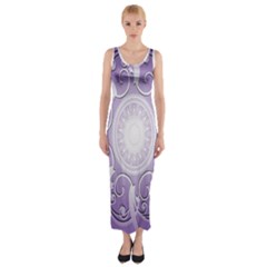Purple Background With Artwork Fitted Maxi Dress