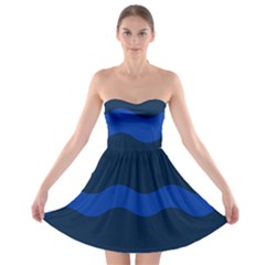 Wave Line Waves Blue White Red Flag Strapless Bra Top Dress by Alisyart