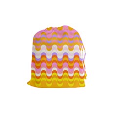 Dna Early Childhood Wave Chevron Rainbow Color Drawstring Pouches (medium)  by Alisyart