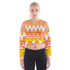 Dna Early Childhood Wave Chevron Rainbow Color Women s Cropped Sweatshirt by Alisyart
