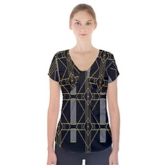 Simple Art Deco Style  Short Sleeve Front Detail Top by Simbadda