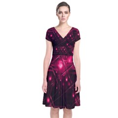 Picture Of Love In Magenta Declaration Of Love Short Sleeve Front Wrap Dress by Simbadda