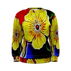 Beautiful Fractal Flower In 3d Glass Frame Women s Sweatshirt by Simbadda