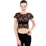 Leaves Pattern Background Crew Neck Crop Top