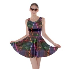 Black Neon Rainbow Colorful Laser With Random Beams Skater Dress by CoolDesigns