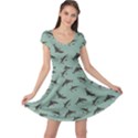 Turquoise Pattern Sharks Cap Sleeve Dress View1