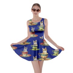 Afternoon Tea Cat Blue Skater Dress by CoolDesigns
