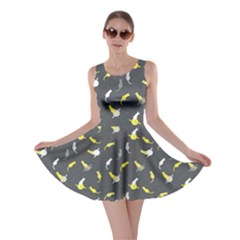 Gray Space With Cats Saturn And Stars Skater Dress 