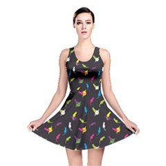 Colorful Space With Cats Saturn And Stars Reversible Skater Dress