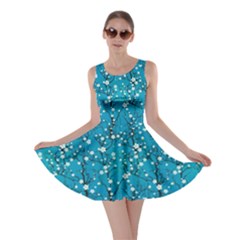 Sky Blue Japanese Cherry Blossom Tree Pattern Skater Dress by CoolDesigns