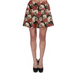 Brown Skull And Flowers Day Of The Dead Vintage Skater Dress