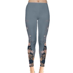 Navy & Blue Floral Leggings  by CoolDesigns