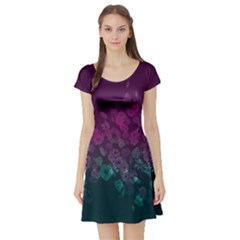 Purple & Navy Vintage Floral Short Sleeve Dress by CoolDesigns