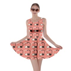 Pink Pattern Cute Cats In Love Skater Dress