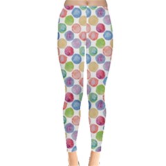 Colorful Watercolour Polka Dot Pattern Leggings