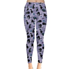 Blue Cats In Acction Pattern Leggings