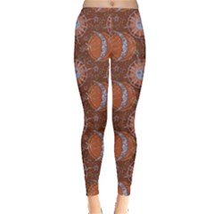 Brown Composition With Sun And Moon Leggings by CoolDesigns
