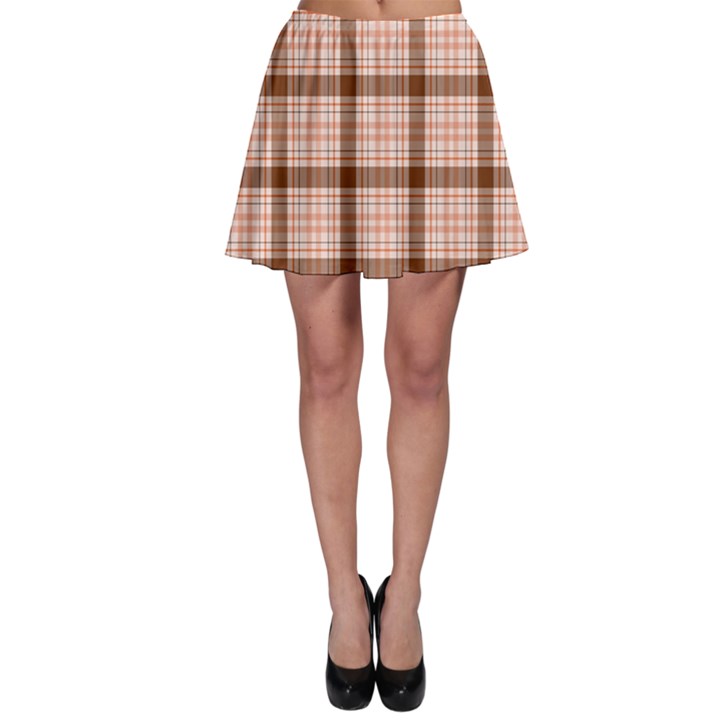Brown Tartan Plaid Pattern Skater Skirt