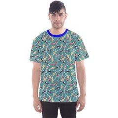 Blue Pattern Design With Colored Koi Fish Men s Sport Mesh Tee