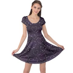 Blue Pattern Star Heart In Night Sky Cap Sleeve Dress by CoolDesigns