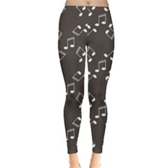 Black Music Elements Notes Web Flat Design Gray Pattern Women s Leggings