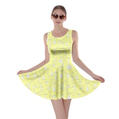 Light Yellow Cats On Black Pattern For Your Design Skater Dress  by CoolDesigns