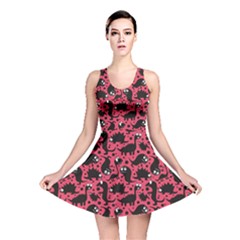 Pink Pattern Funny Dinosaurs Reversible Skater Dress by CoolDesigns