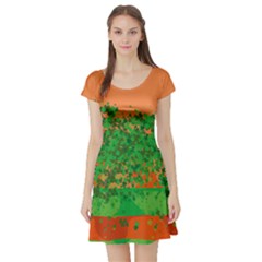 Shamrock Orange Short Sleeve Skater Dress by CoolDesigns