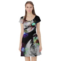 Black2 Vintage Floral Short Sleeve Dress by CoolDesigns