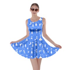 Sky Blue Lovely Cats Pattern Skater Dress