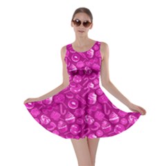 Hot Pink Yummy Colorful Sweet Lollipop Candy Macaroon Cupcake Donut Seamless Skater Dress 