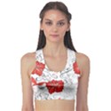 Red Hawaiian Patterns with Hibiscus and Hummingbirds Women s Sport Bra View1