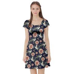 Daisy Vintage Floral Short Sleeve Dress by CoolDesigns