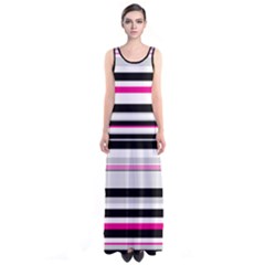 Hot Pink Stripes Sleeveless Maxi Dress