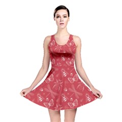Red Insect Pattern Reversible Skater Dress 