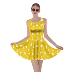 Yellow Lovely Cats Pattern Skater Dress