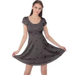 Black Music Elements Notes Web Flat Design Gray Pattern Cap Sleeve Dress by CoolDesigns