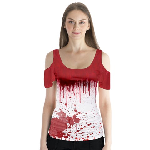 Bloody Halloween V2 Butterfly Sleeve Cutout Tee by CoolDesigns