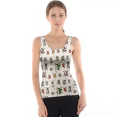Gray Pattern With Watercolor Beetles Tank Top